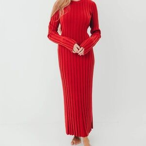 Worth Collective Red Colette Luxe Knit Maxi Dress